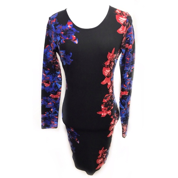 COPY - Parker L Black Floral Dress Back Cut Out Mariel - Picture 2 of 3